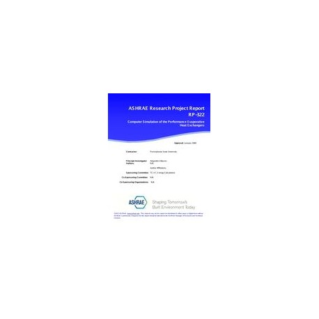 RP-322 -- Development of Algorithms for Simulating the Performance of Cooling Towers and Evaporative Coolers
